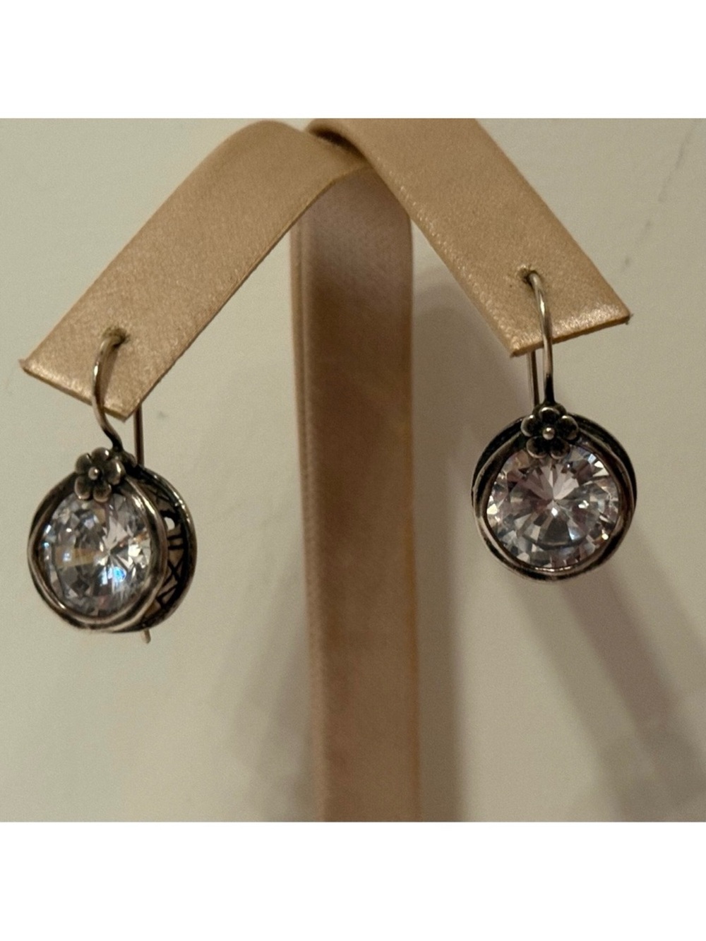 DIDAE ISRAEL EARRINGS STERLING SILVER 925 CZ CUBIC ZIRCONIA ROUND FRENCH HOOK